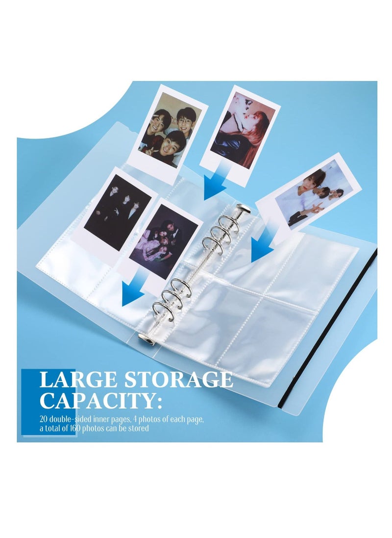 Mini Photo Album with 20 Pcs Inner 6 Ring Photocard Binder A5 Kpop Photocard Holder Book Photo Card Holders Photo Album Folder Clear Photocard Sleeves for Business Card, or Picture (4 Photo Style)