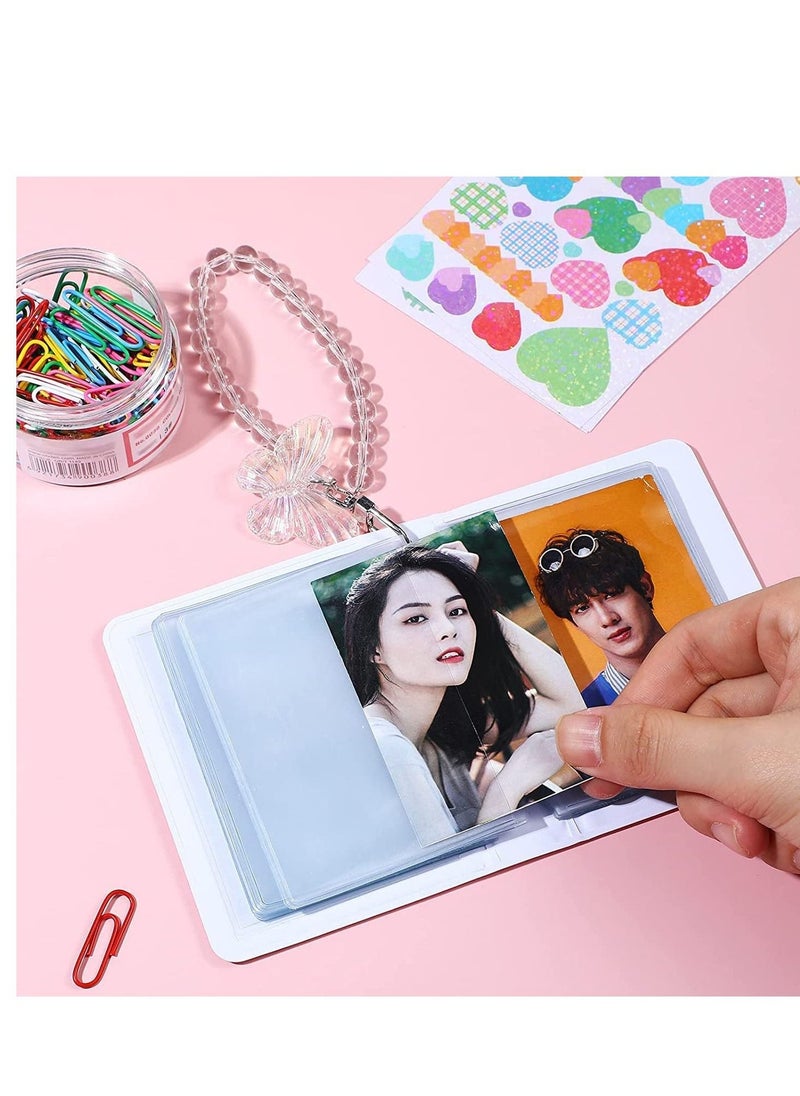 Photo Album Photocard, 2 Pcs Holder Book 3 Inch Kpop Mini Collect Binder 40 Pockets with Cute Decorative Stickers and Bracelet Card Holders