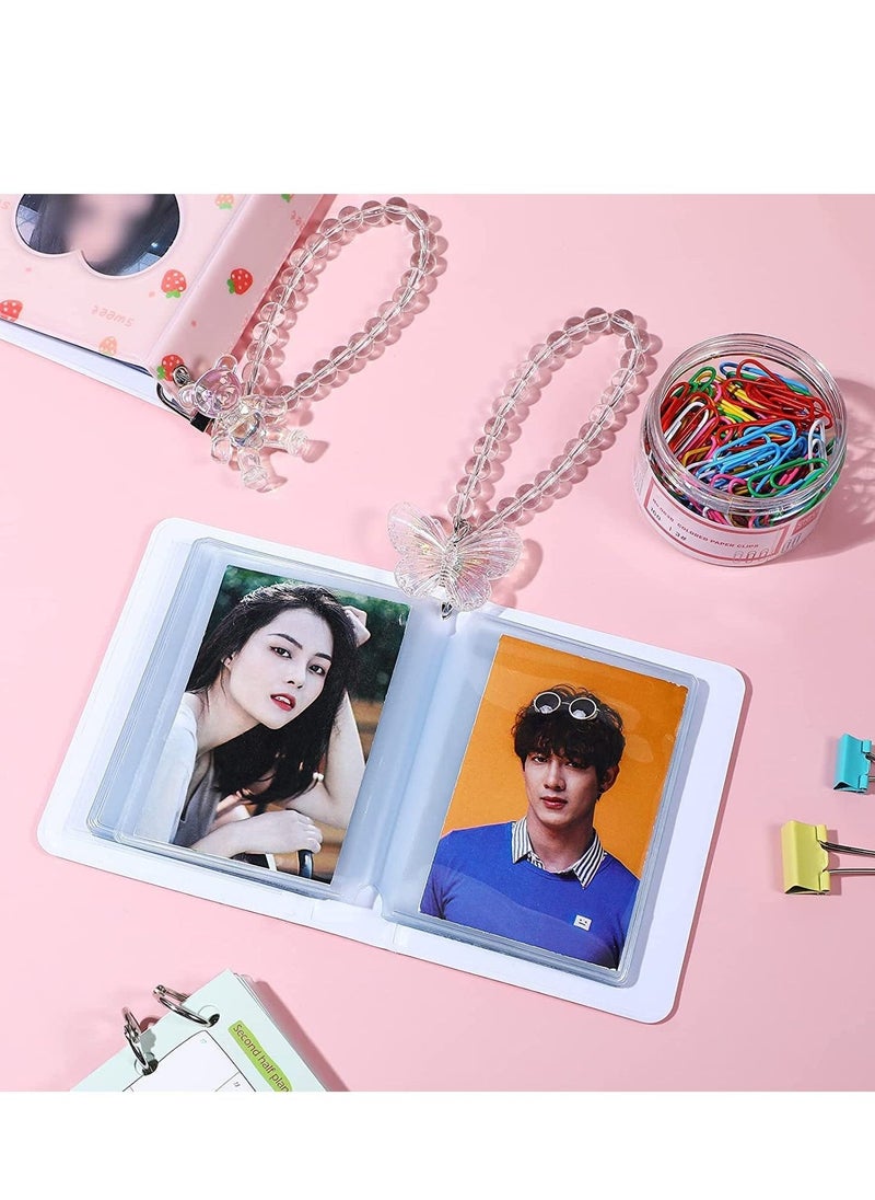 Photo Album Photocard, 2 Pcs Holder Book 3 Inch Kpop Mini Collect Binder 40 Pockets with Cute Decorative Stickers and Bracelet Card Holders