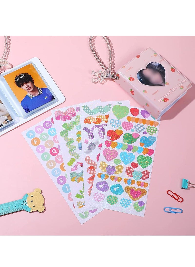 Photo Album Photocard, 2 Pcs Holder Book 3 Inch Kpop Mini Collect Binder 40 Pockets with Cute Decorative Stickers and Bracelet Card Holders