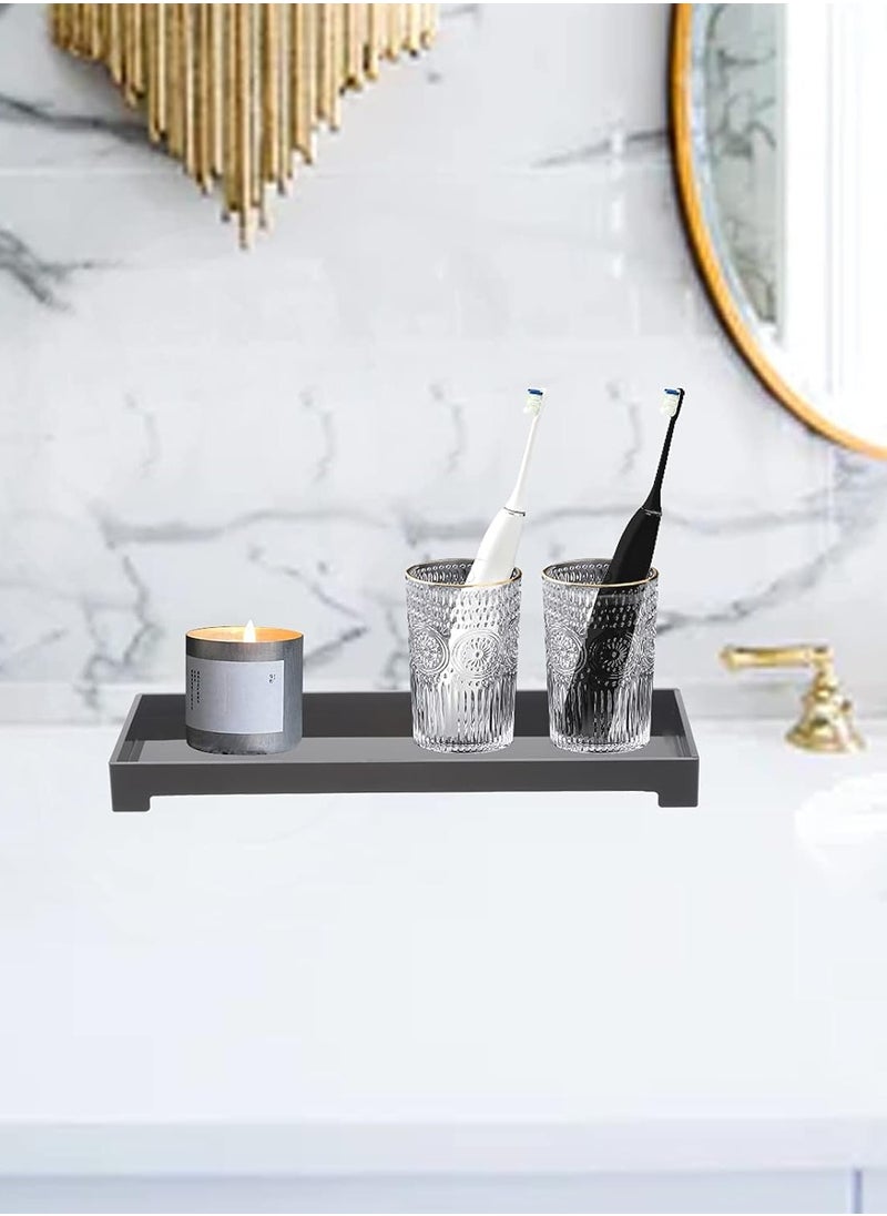Acrylic Vanity Tray for Bathroom Countertops, Dresser Tops - Black
