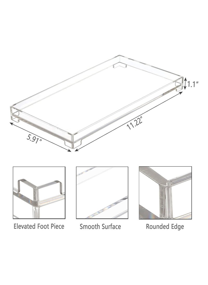 Vanity Bathroom Tray - Acrylic Rectangle Decorative Catchall Organizer Storage Tray