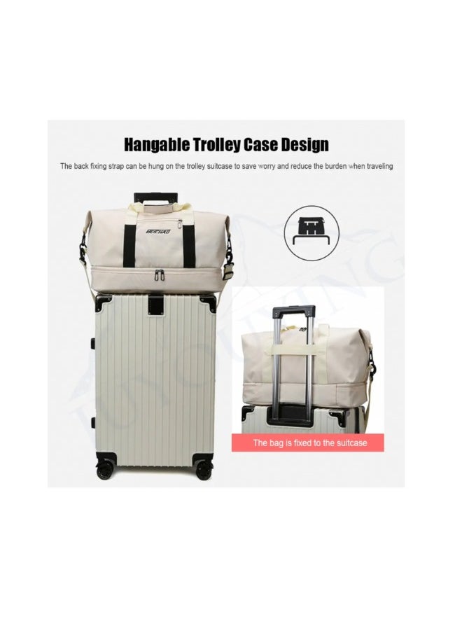 Large Capacity Duffel Bag, Cream Color, Gym Bag, Travel Bag