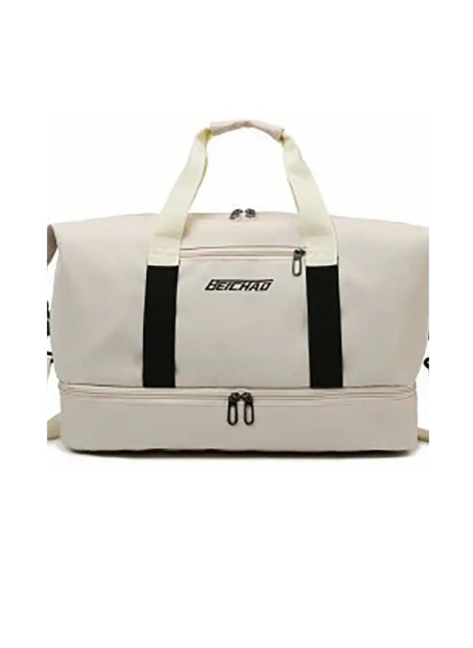 Large Capacity Duffel Bag, Cream Color, Gym Bag, Travel Bag