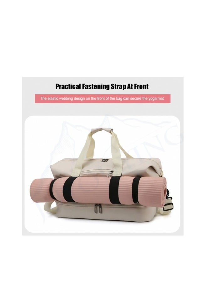 Large Capacity Duffel Bag, Cream Color, Gym Bag, Travel Bag