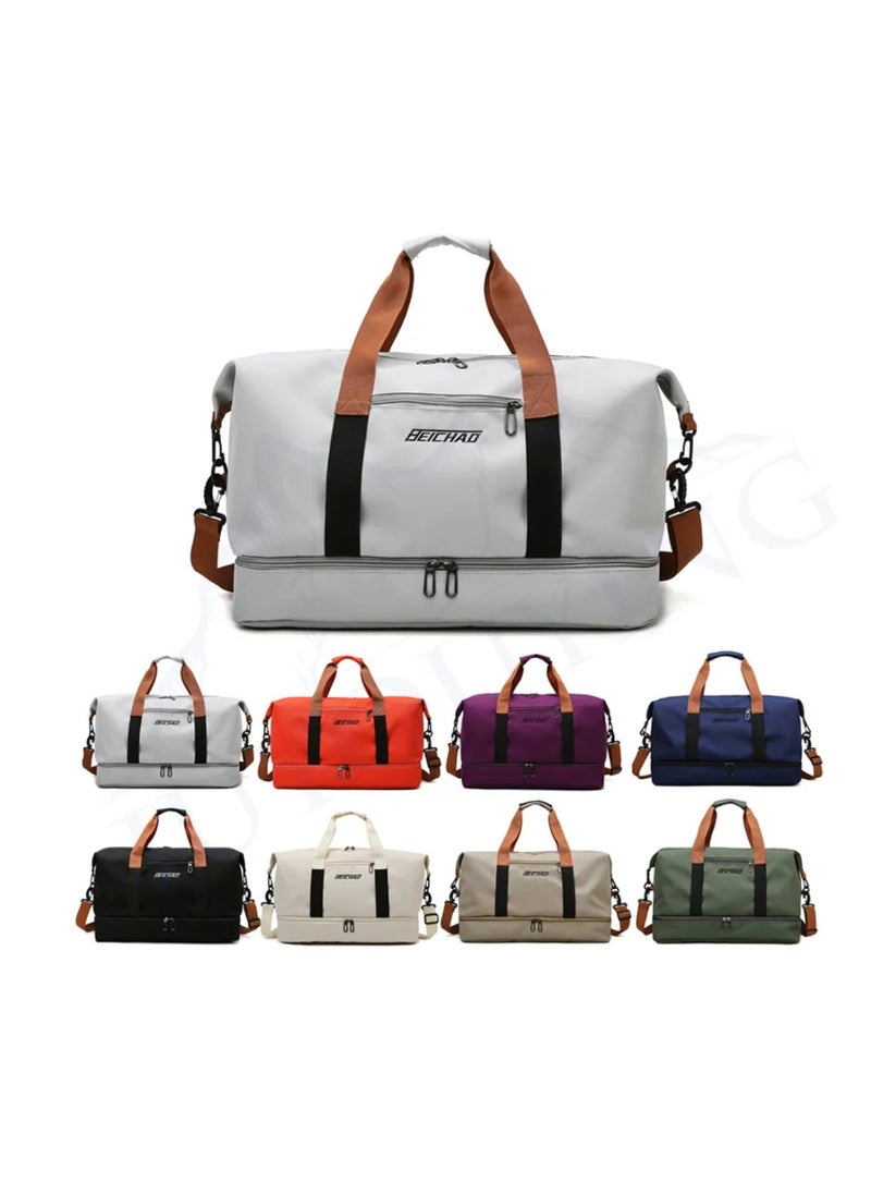 Large Capacity Duffel Bag, White, Gym Bag, Travel Bag