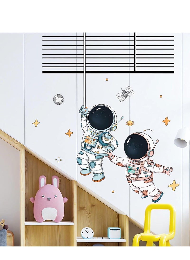 Astronaut Wall Stickers Space Flight Cosmic Decals DIY Removable Large Art Decoration Peel and Stick for Kids Baby Nursery Living Room Bedroom Sofa TV Background Decorations