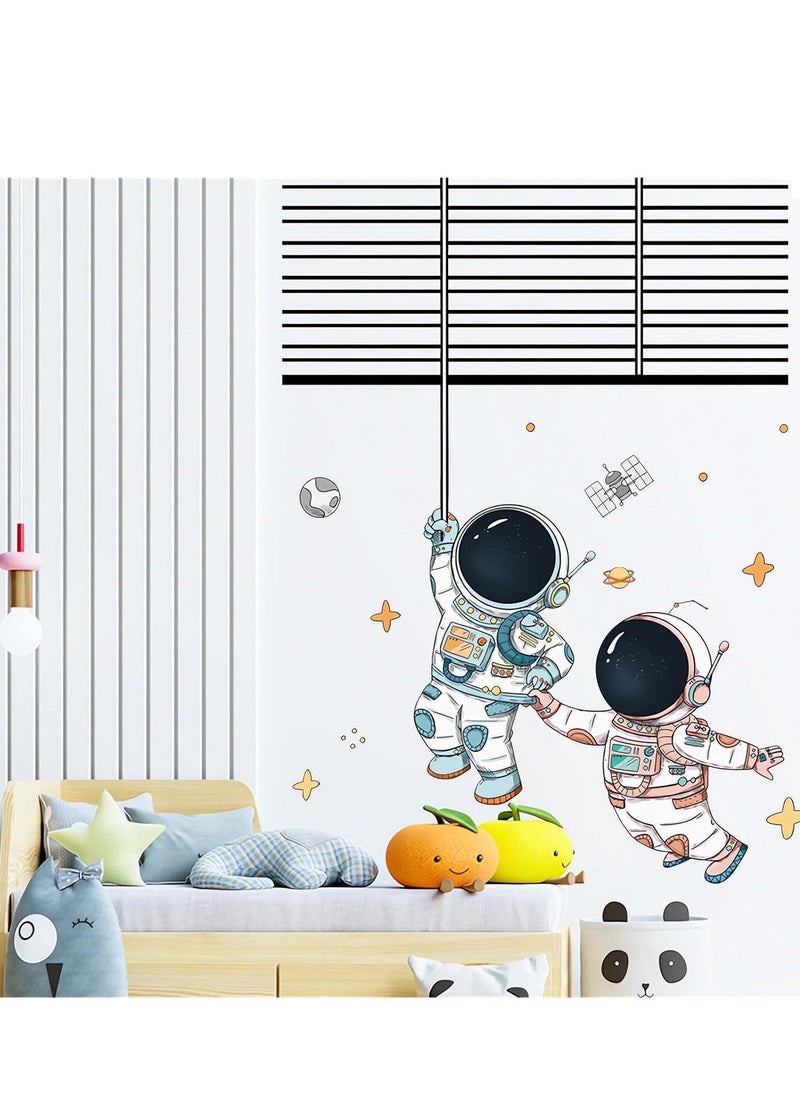 Astronaut Wall Stickers Space Flight Cosmic Decals DIY Removable Large Art Decoration Peel and Stick for Kids Baby Nursery Living Room Bedroom Sofa TV Background Decorations