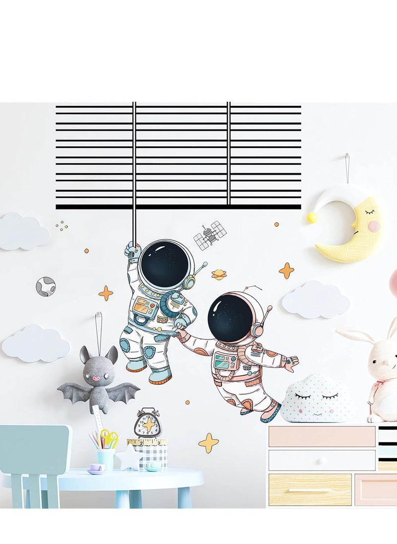 Astronaut Wall Stickers Space Flight Cosmic Decals DIY Removable Large Art Decoration Peel and Stick for Kids Baby Nursery Living Room Bedroom Sofa TV Background Decorations