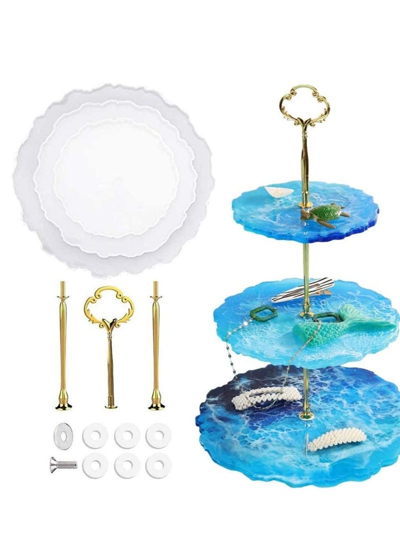 3 Tier Round Cake Stand Party Food Server Display Set Dessert Slate Serving White Porcelain with New Fittings