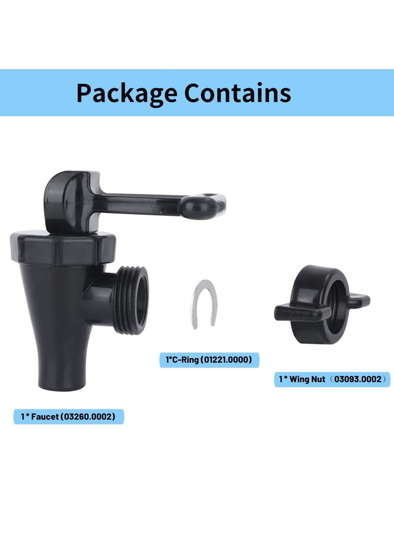 03260.0002 Faucet Kit for Tea Dispenser, Reusable Replacement Spigot for Beverage Dispenser Wing Nut and C Ring Included