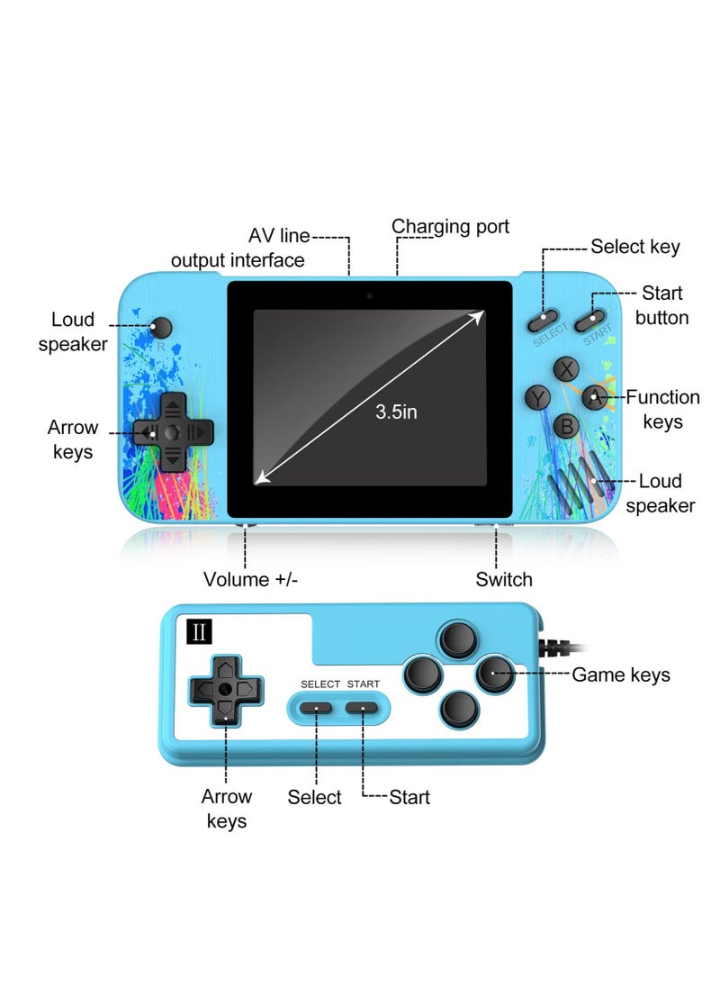 Handheld Game Console, Mini Retro Game Console, 800 Classic Games 3.5-Inch IPS Screen, with 1200mAh Rechargeable Battery, Supports 2 Players Connected TV, Portable Game Console for Adults Kids