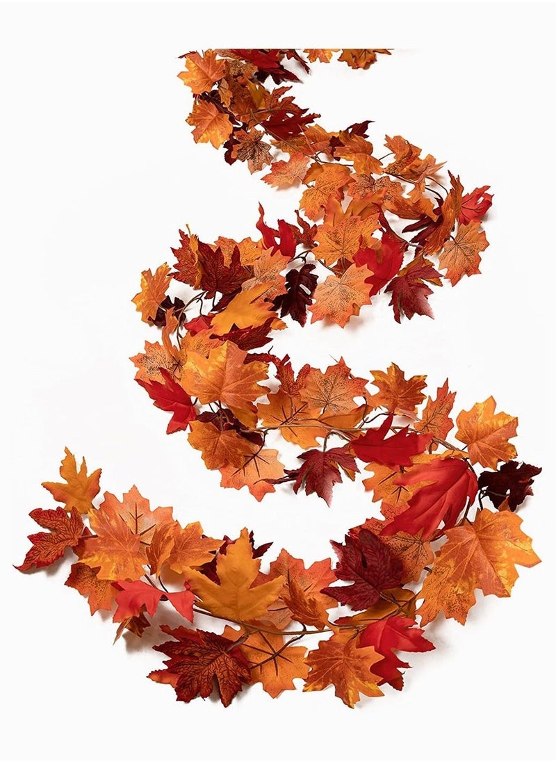 2 Pack Fall-Garland, Garland Leaf, Foliage Mantle Vine Fall Decor Artificial Autumn Decoration for Home, Fireplace, Mantle, Front Door, Thanksgiving Decor