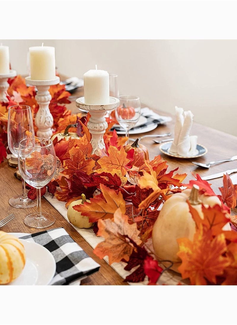 2 Pack Fall-Garland, Garland Leaf, Foliage Mantle Vine Fall Decor Artificial Autumn Decoration for Home, Fireplace, Mantle, Front Door, Thanksgiving Decor