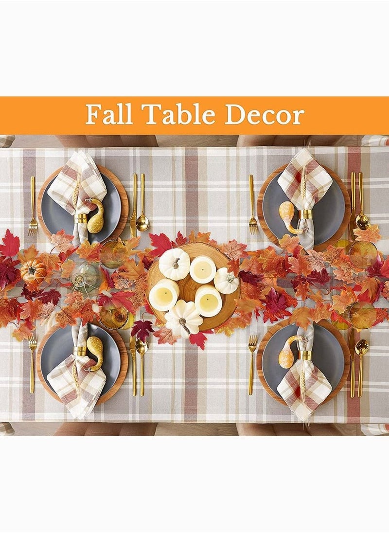 2 Pack Fall-Garland, Garland Leaf, Foliage Mantle Vine Fall Decor Artificial Autumn Decoration for Home, Fireplace, Mantle, Front Door, Thanksgiving Decor