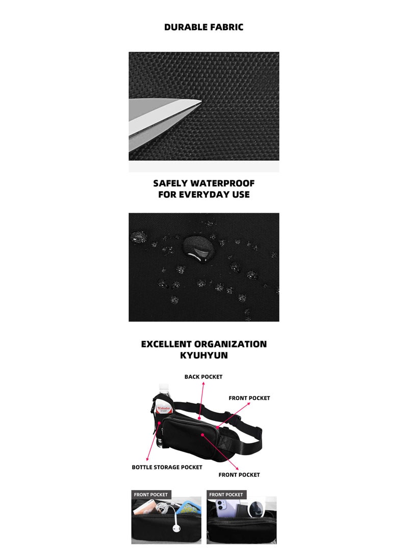 Sports waist bag, large capacity fitness waist bag, kettle waist bag, waterproof crossbody chest bag