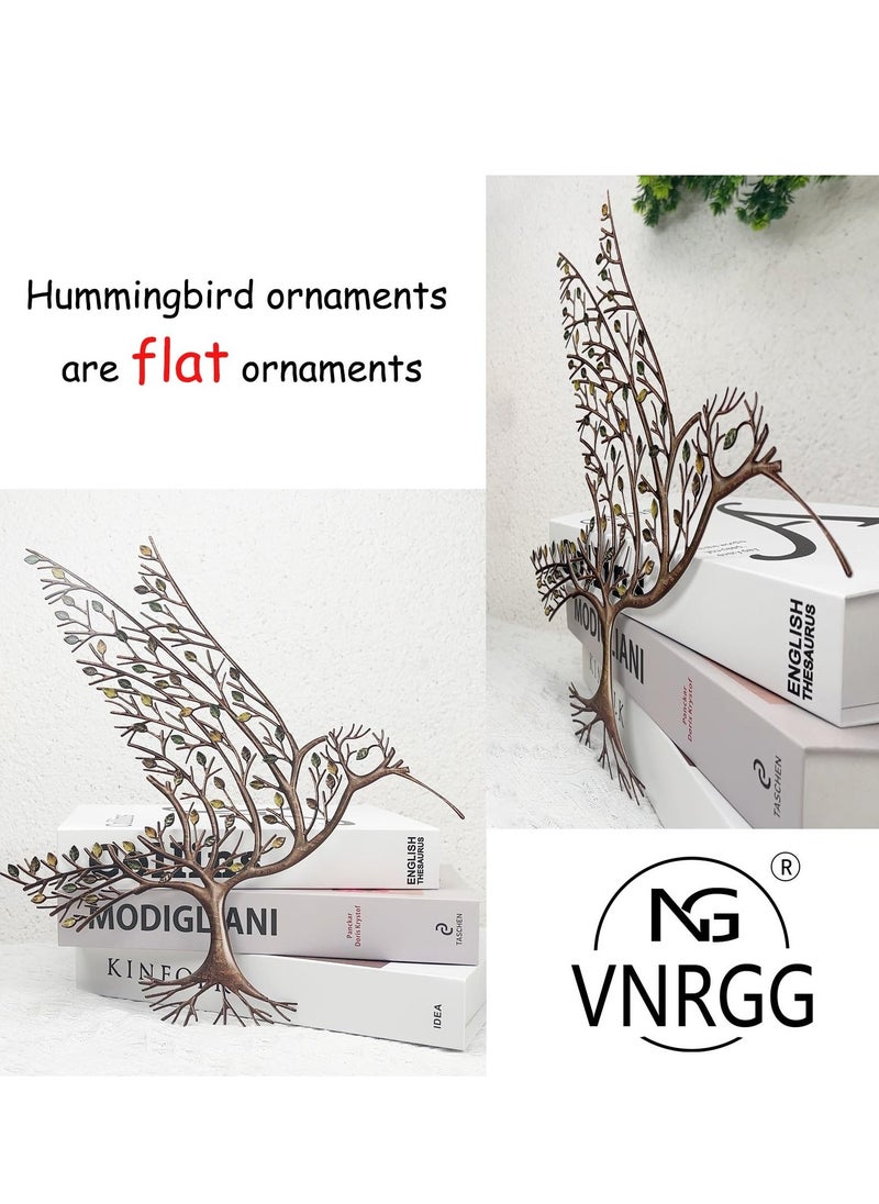 Metal Wall Art for Living Room Home Decor, Hummingbird with Branches Metal Leaves Bird Ornaments for Living Room, Office, Study, Hotel Wall Hanging Decor (12.5