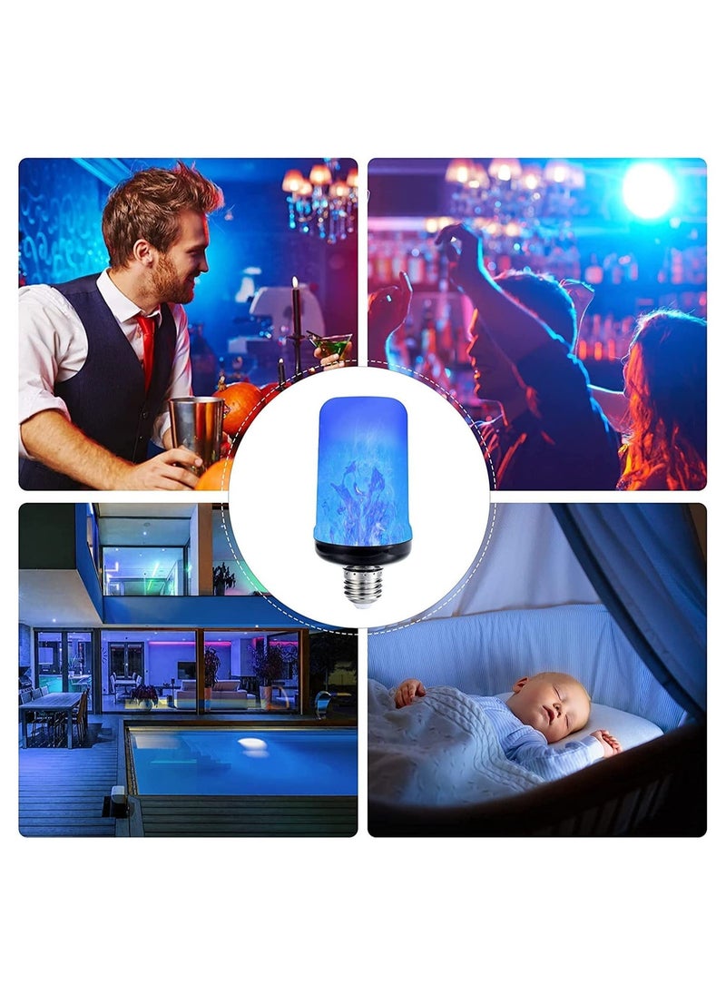 LED Flame Light Bulb Upgraded 4 Modes Flickering Light Bulbs with Upside Down Effect E27 Base Flame Bulb for Party Indoor and Outdoor Home Decoration Romantic Atmosphere Lighting (Yellow+Blue)
