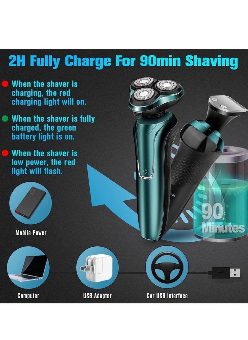 Electric Razor for Men Shavers for Men Electric Razor 4 in 1 Dry Wet Waterproof Rotary Men's Face Shaver Razors Cordless Face Shaver USB Rechargeable for Shaving Ideas Gift for Dad Husband