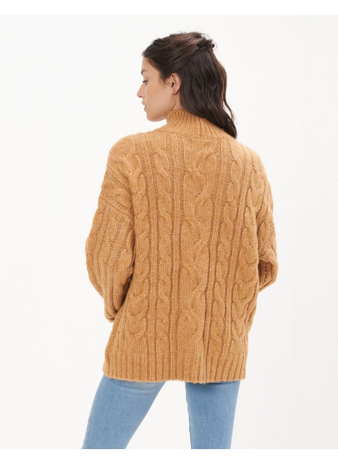 AE Cable Knit Mock Neck Sweater