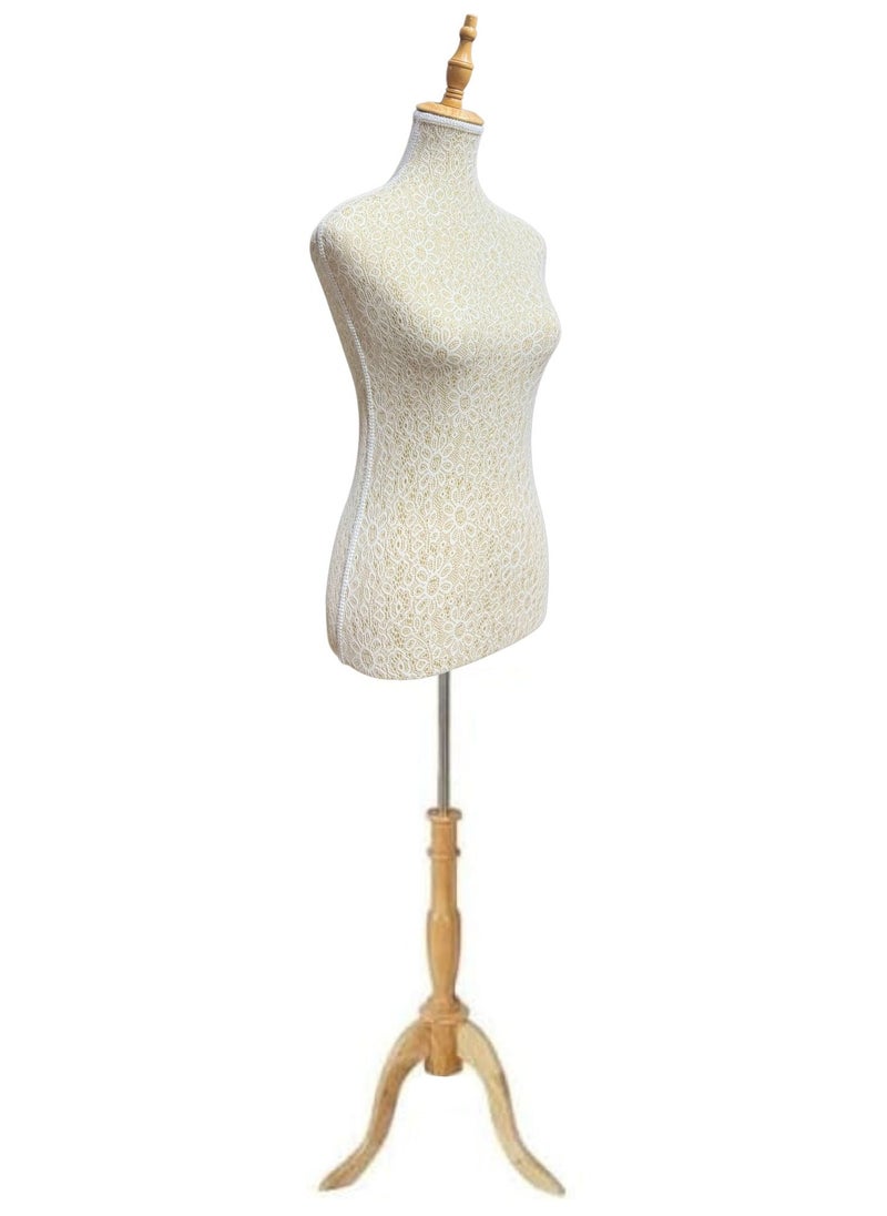 Female Mannequin Body 170cm Adjustable Height, Quality Foam Torso Mannequins Wooden Tripod Stand & Head, Women Mannequin Torso for Clothing Store, Clothes Window Display, Boutiques, Jewellery Showroom