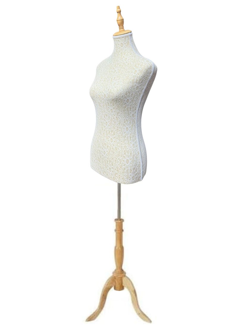 Female Mannequin Body 170cm Adjustable Height, Quality Foam Torso Mannequins Wooden Tripod Stand & Head, Women Mannequin Torso for Clothing Store, Clothes Window Display, Boutiques, Jewellery Showroom