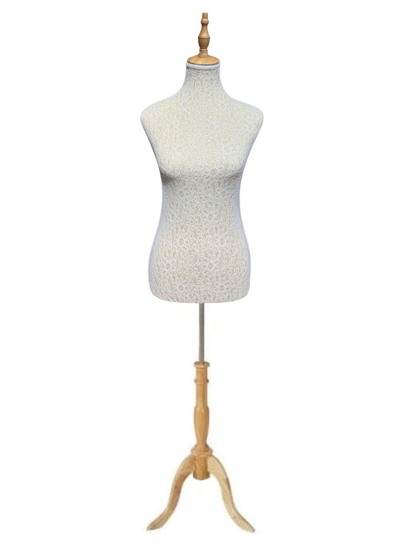 Female Mannequin Body 170cm Adjustable Height, Quality Foam Torso Mannequins Wooden Tripod Stand & Head, Women Mannequin Torso for Clothing Store, Clothes Window Display, Boutiques, Jewellery Showroom