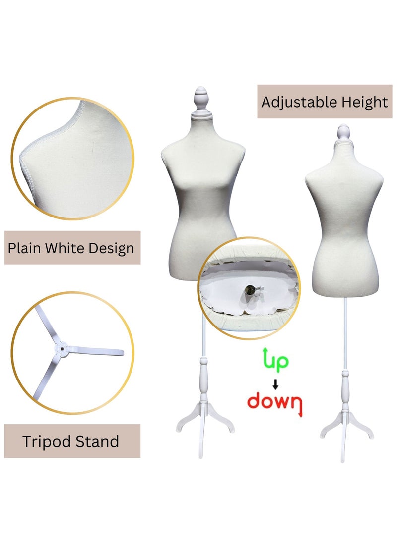 Women Sewing Mannequin Torso Dress Foam, Adjustable Female Mannequin Body Torso, Strong Plastic Tripod and Head with Stainless Steel Tube, Pinnable Mannequin Display Dressmaker Sewing Clothes 170cm