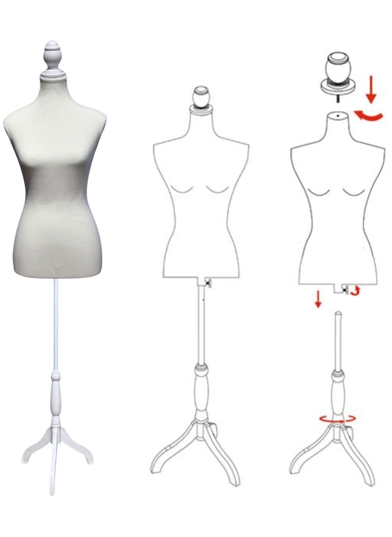 Women Sewing Mannequin Torso Dress Foam, Adjustable Female Mannequin Body Torso, Strong Plastic Tripod and Head with Stainless Steel Tube, Pinnable Mannequin Display Dressmaker Sewing Clothes 170cm