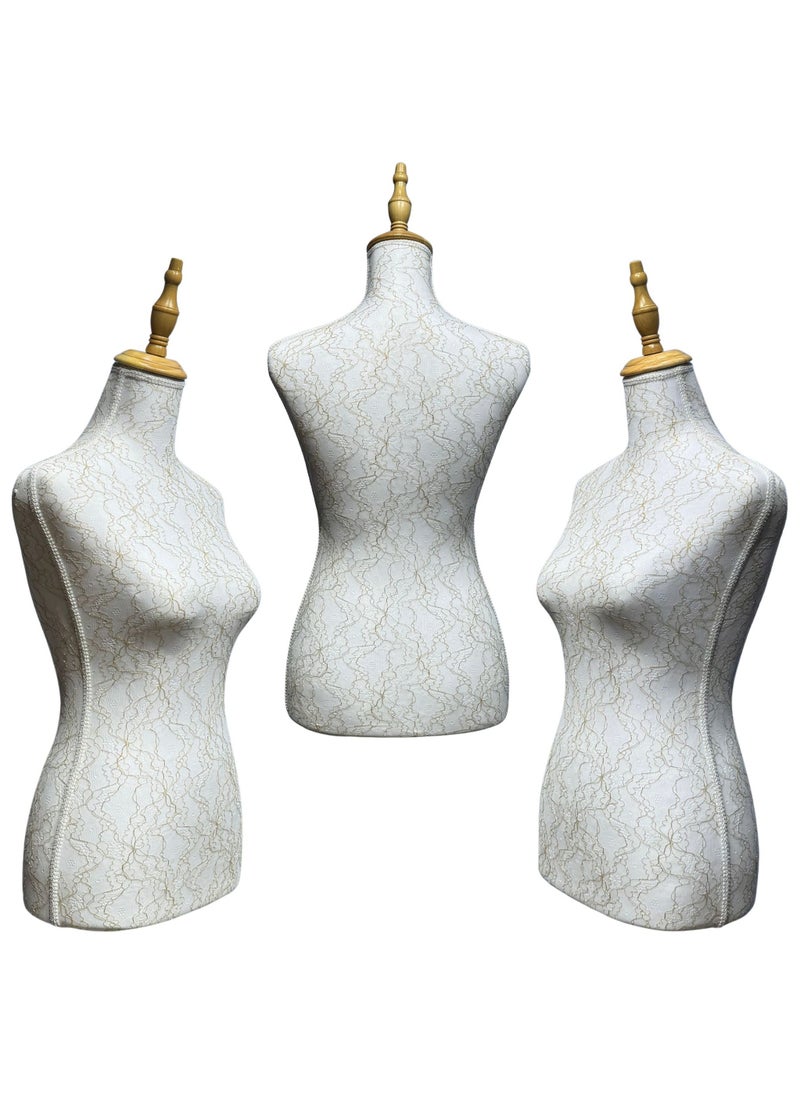 Female Mannequin Torso Dress Form with Wooden Tripod Base Stand, Adjustable Height Half Body Torso Sewing Dressmakers, Display Dress Form Mannequins for Wedding Dress Manikin Body Jewellery Clothes