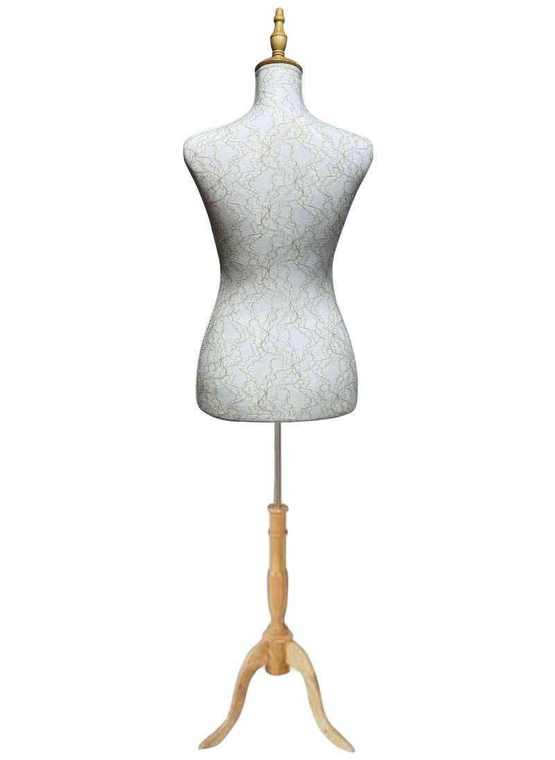 Female Mannequin Torso Dress Form with Wooden Tripod Base Stand, Adjustable Height Half Body Torso Sewing Dressmakers, Display Dress Form Mannequins for Wedding Dress Manikin Body Jewellery Clothes