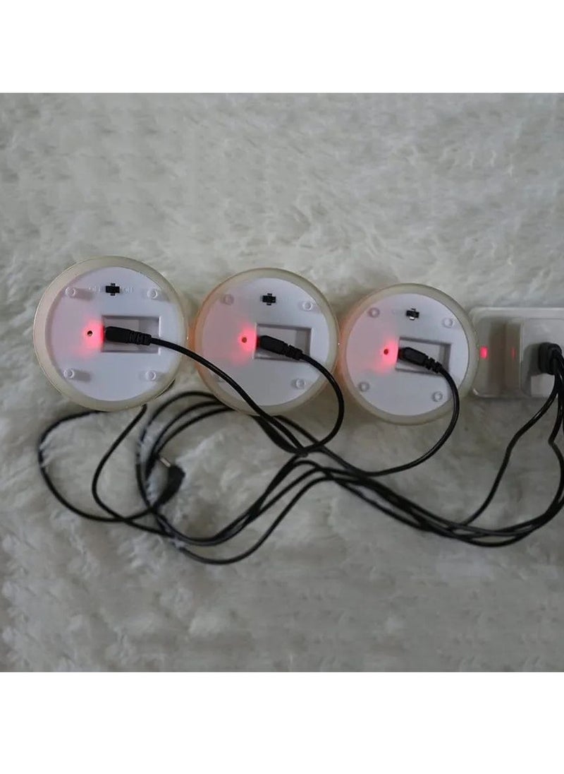 3 PCS/Set LED Flickering Flameless Pillar Amber Candles Battery Operated Acrylic Electric Candle for Wedding