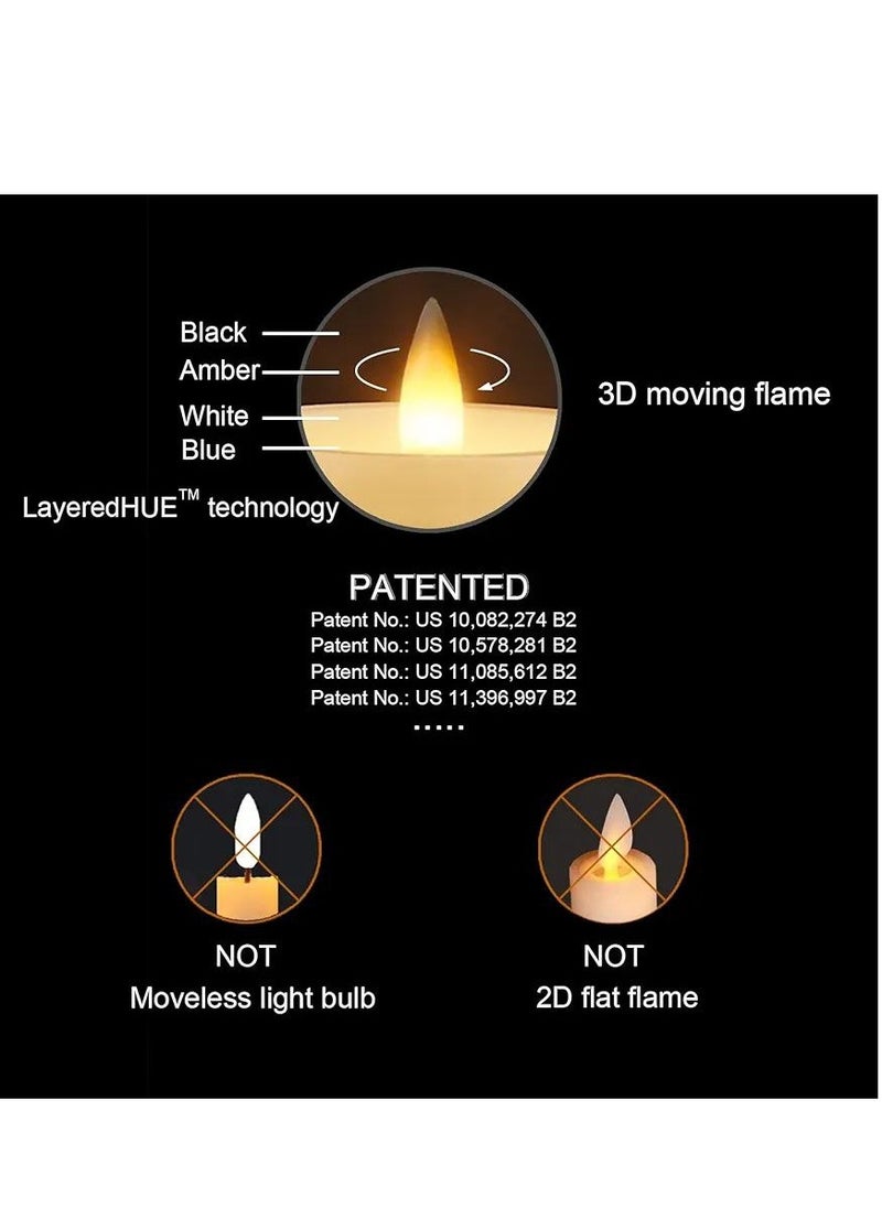 3 PCS/Set LED Flickering Flameless Pillar Amber Candles Battery Operated Acrylic Electric Candle for Wedding