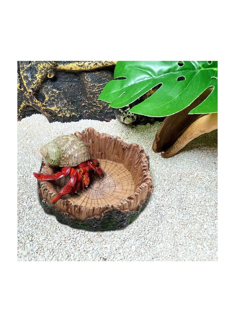 Reptile Feeder, Reptile Water Dish Food Bowls, Artificial Tree Trunk Reptile Tank Decor Bowl, for Leopard Gecko Lizard Spider Scorpion, Amphibian Feeding Bowl Decor (2PCS)
