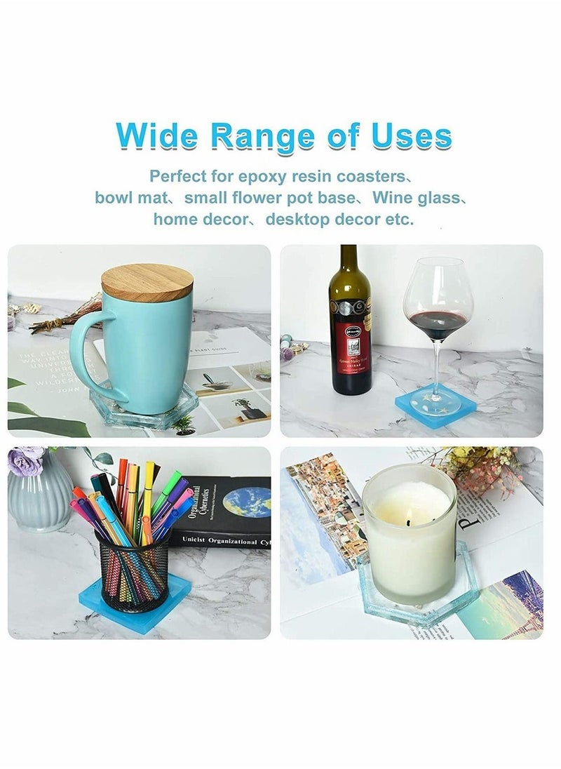 Coaster Molds Epoxy Resin Casting 8 Pcs, Contain 4 Pcs Square, 4 Pcs Hexagon Epoxy Resin Molds for Making Coasters, Cement, DIY Resin Artwork