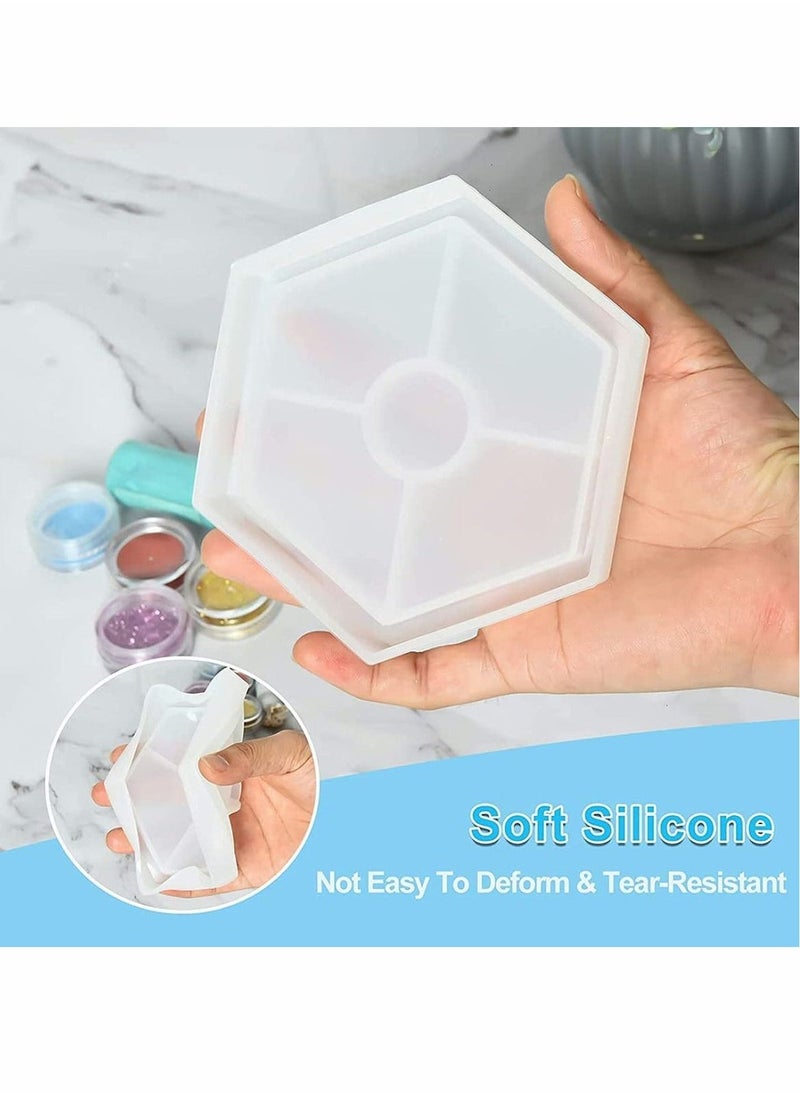 Coaster Molds Epoxy Resin Casting 8 Pcs, Contain 4 Pcs Square, 4 Pcs Hexagon Epoxy Resin Molds for Making Coasters, Cement, DIY Resin Artwork