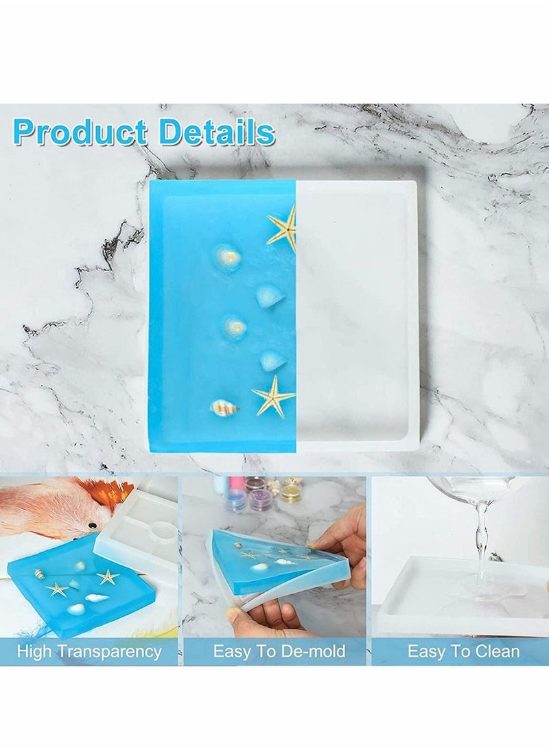 Coaster Molds Epoxy Resin Casting 8 Pcs, Contain 4 Pcs Square, 4 Pcs Hexagon Epoxy Resin Molds for Making Coasters, Cement, DIY Resin Artwork