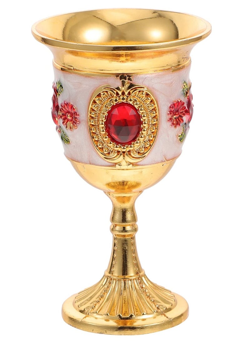 2Pcs Mini Golden Goblet Retro European Style Gold Goblet Copper Goblet Engraved with Flower Pattern Vintage Egyptian Shot Glass for Wine Liqueur and Cocktails for Home and Wedding Party