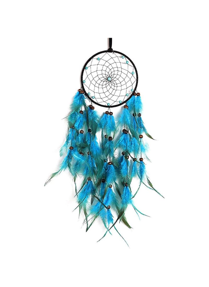 Dream Catchers Handmade Blue Feathers, Wind Chimes Ornaments Car Pendants Home Decoration, Boho Circular Net for Wall Hanging Decor, Bedroom Kids, Home Decoration, Art Ornament Craft Gift