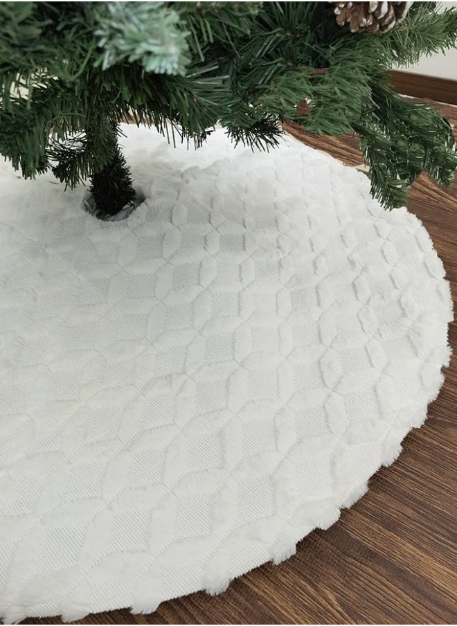 48 Inch Christmas Tree Skirt Faux Fur with Cable Knit Knitted Thick Decoration for Merry Christmas Decorations