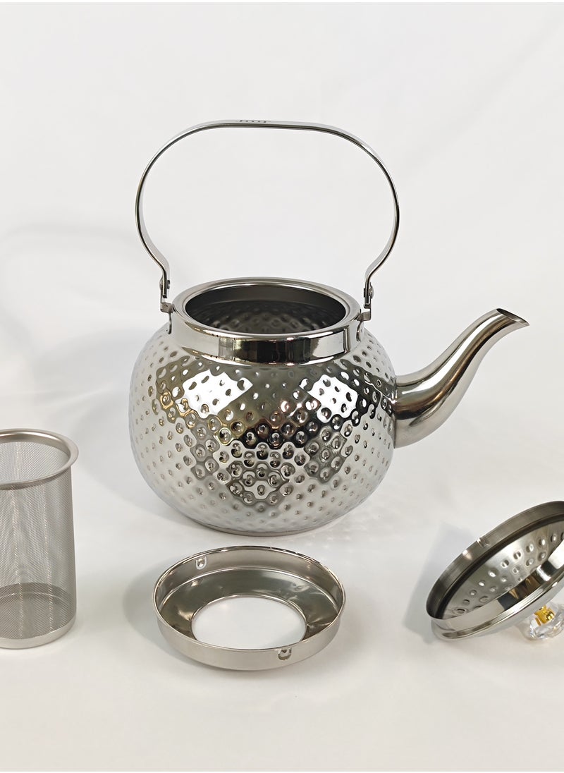 Teapot with Removable Infuser, 1.2L Stainless steel Coffee & Tea Pots - Perfect filter for Loose Leaf Tea or Tea Bags (silver