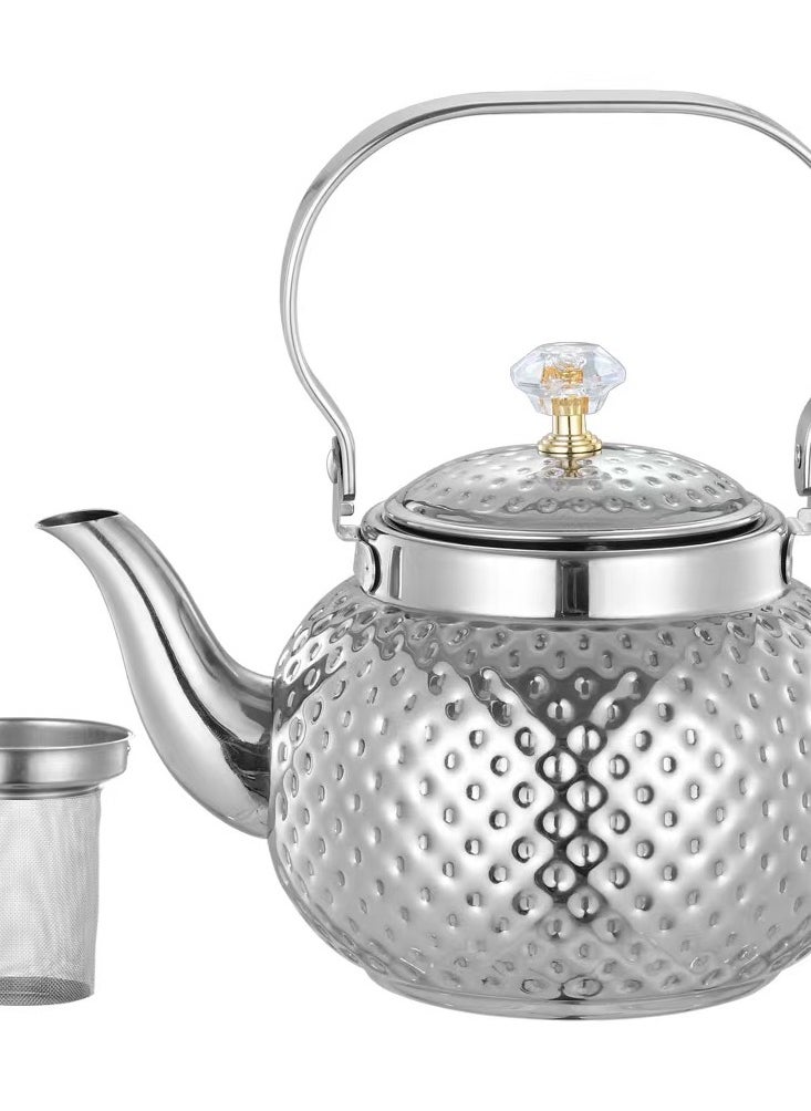 Teapot with Removable Infuser, 1.2L Stainless steel Coffee & Tea Pots - Perfect filter for Loose Leaf Tea or Tea Bags (silver