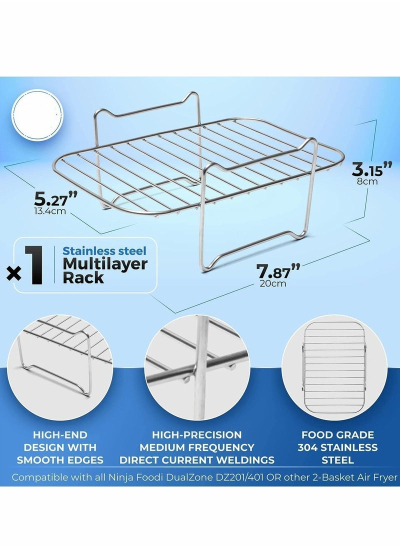 Air Fryer Rack for Double Basket Fryers, BBQ Rack, Non-stick 304 Stainless Steel Multi-Layer Rack