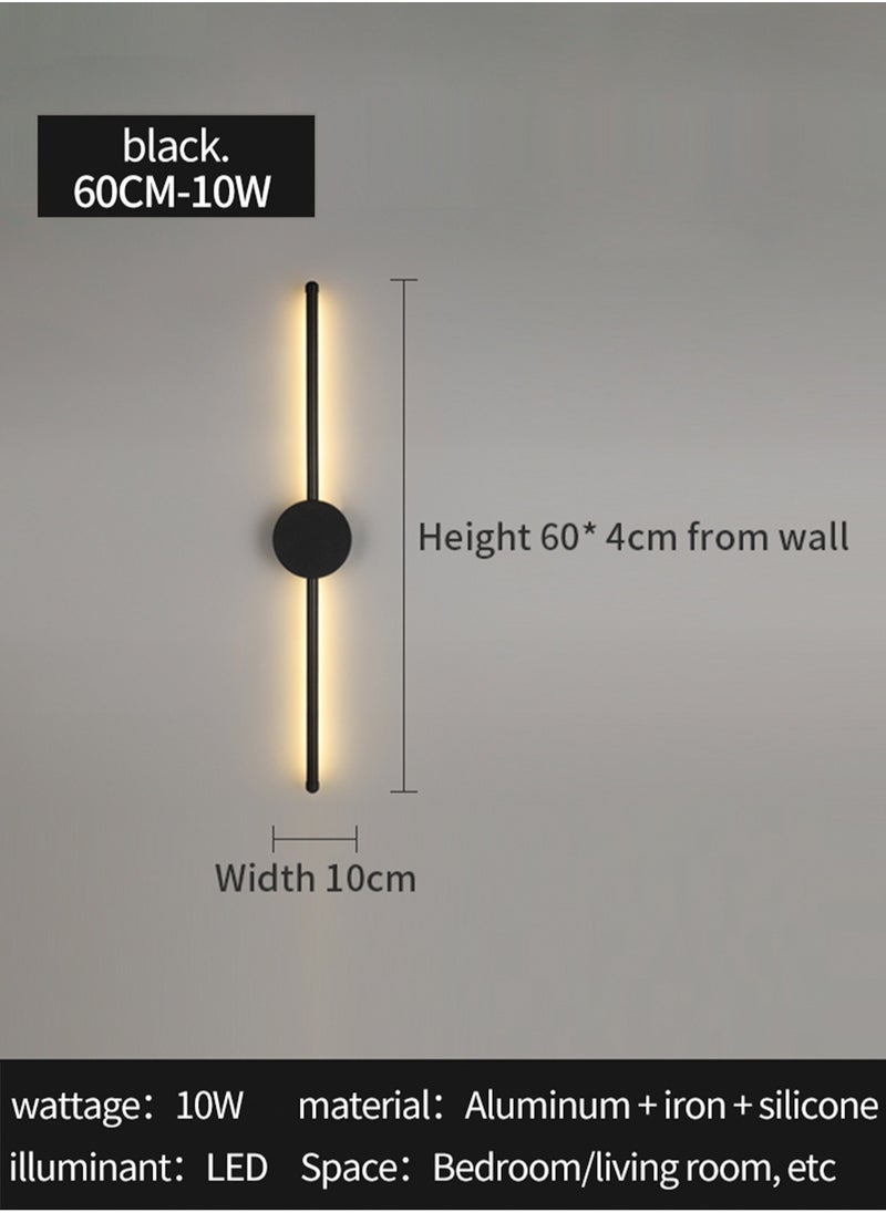 Modern Interior Wall Light 10W LED Wall Light, Gold Wall Light for Bedroom Living Room Corridor (Color : Three color temperatures, Size : 60 CM)