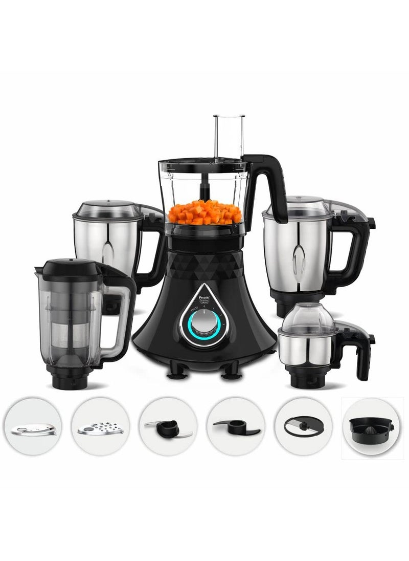 Preethi Zodiac Cosmo MG236 Mixer Grinder 750 watt with 5 Jars Includes Super Extractor juicer Jar & Master Chef + Food Processor Jar, Black