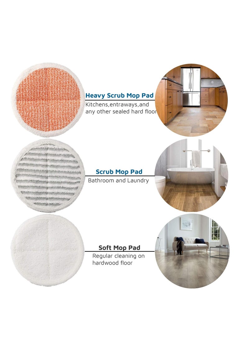 6-PCS Replacement Pads Compatible with Bissell Spinwave 2124, 2039A, 2307, 23157, 20391, 20399 Electric Hard Floor Mops, Replacement Mop Pads (White, Orange, Off-White Strips)