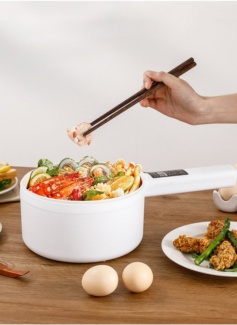 Electric Fondue Cooker 2 Liters - Smart Multifunctional Non-Stick Cooker, Electric Frying Pan, Frying Pan, Electric Frying Pan, Spaghetti, Portable Non-Stick Cooking Pan for Scrambled Eggs, Beef Steak, Rice, Steam and Soup