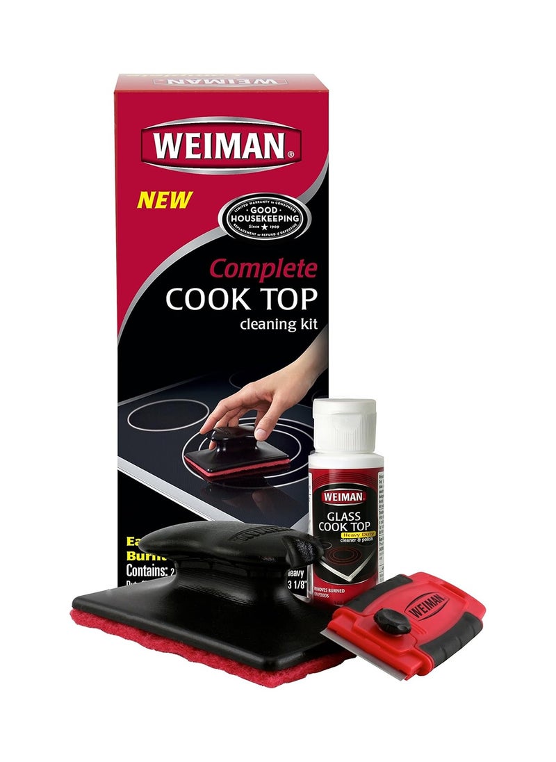 Complete Cook Top Cleaning Kit - Cook Top Cleaner and Polish 2 oz, Scrubbing Pad, Cleaning Tool, Cook Top Razor Scraper