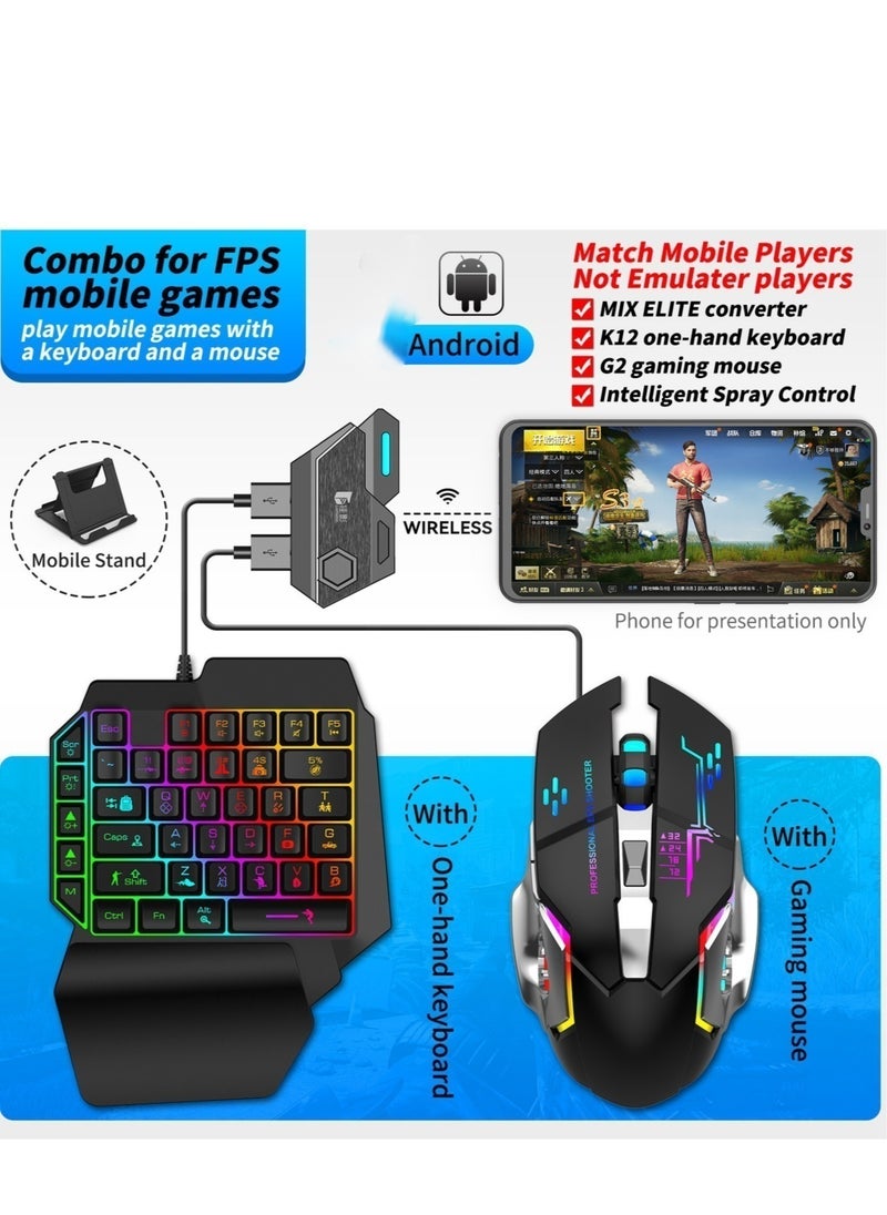 Mix Elite mobile gaming keyboard and mouse 4-piece set (Mix Elite converter+K12 keyboard+G2mouse+stand)