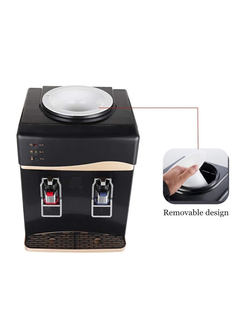 220V Electric Drinking Cooler Table Top Household Mini Cold Hot Drink Machine Desktop Automatic Water Dispenser 550W,Gold,Warm/Hot